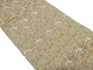 アンティーク　変わり格子に菊模様織り出し丸帯（材料）